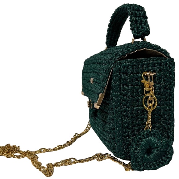 Handmade Green Satchel Shoulder Handbag - Picture 3 of 6